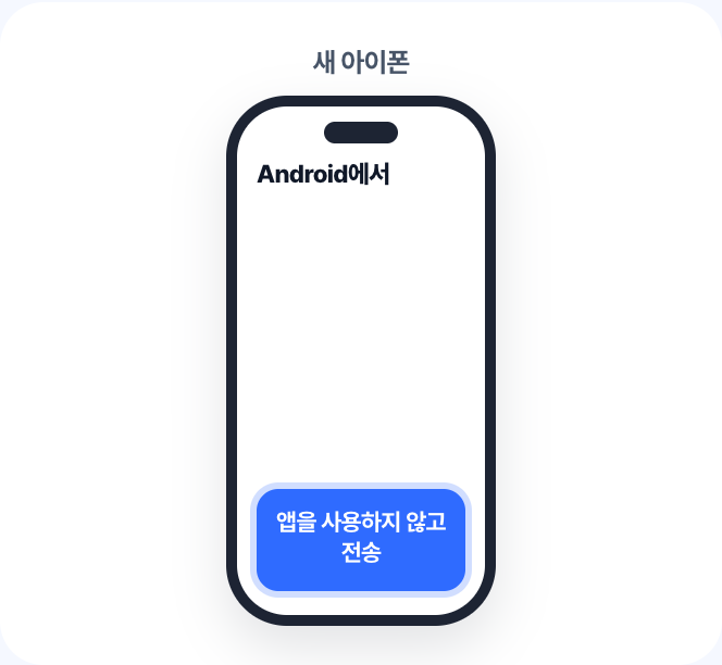 새 아이폰에서 앱을 사용하지 않고 전송을 눌러요