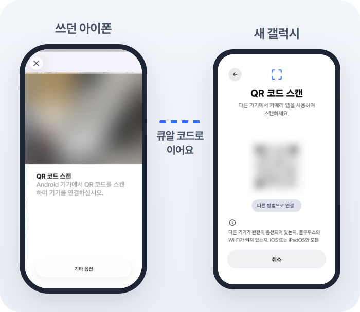아이폰으로 갤럭시의 큐알 코드를 찍어요